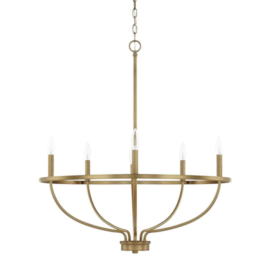 Pendantlightie-Mid-Century 6-Light Curved Metal Candle Chandelier-Chandeliers-Black-