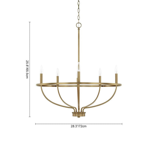Pendantlightie-Mid-Century 6-Light Curved Metal Candle Chandelier-Chandeliers-Black-