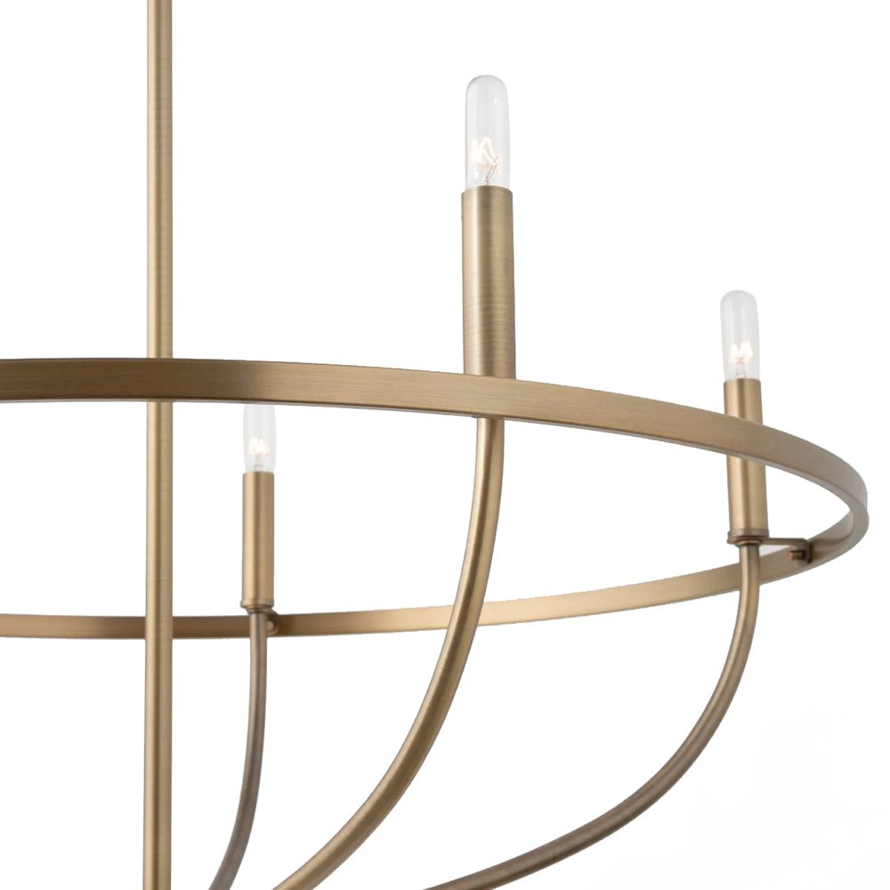 Pendantlightie-Mid-Century 6-Light Curved Metal Candle Chandelier-Chandeliers-Black-