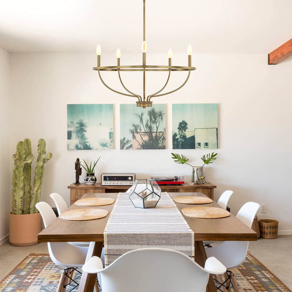 Pendantlightie-Mid-Century 6-Light Curved Metal Candle Chandelier-Chandeliers-Brass-