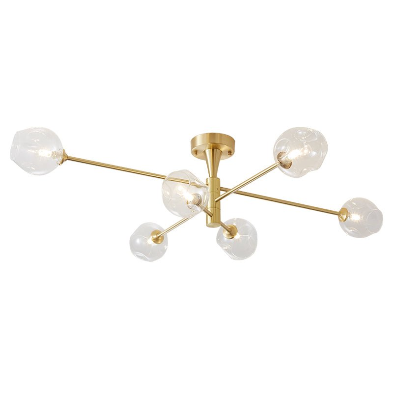 Pendantlightie-Mid-Century 6-Light Open Glass Globe Sputnik Semi Flush Ceiling Light-Semi Flush Mount--