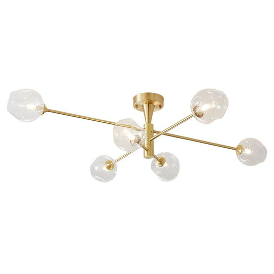 Pendantlightie-Mid-Century 6-Light Open Glass Globe Sputnik Semi Flush Ceiling Light-Semi Flush Mount--