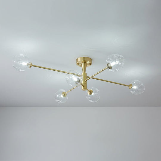 Pendantlightie-Mid-Century 6-Light Open Glass Globe Sputnik Semi Flush Ceiling Light-Semi Flush Mount--