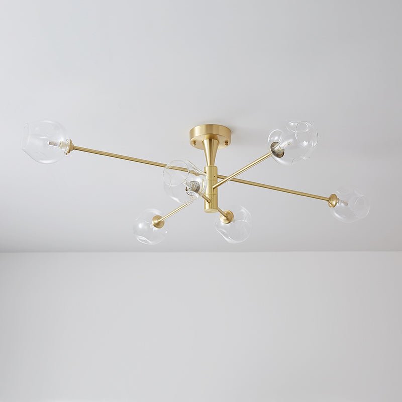 Pendantlightie-Mid-Century 6-Light Open Glass Globe Sputnik Semi Flush Ceiling Light-Semi Flush Mount--