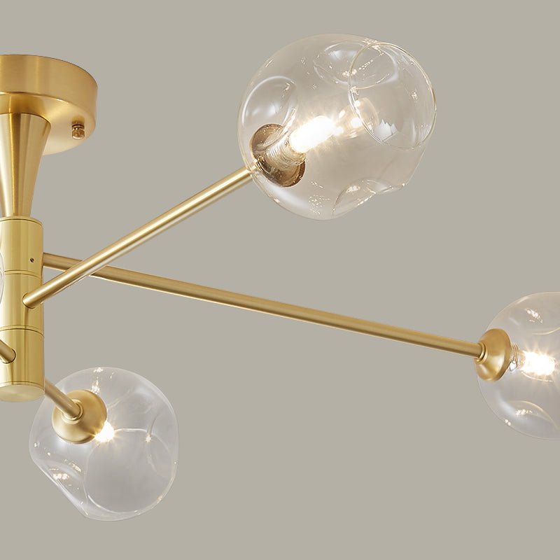 Pendantlightie-Mid-Century 6-Light Open Glass Globe Sputnik Semi Flush Ceiling Light-Semi Flush Mount--