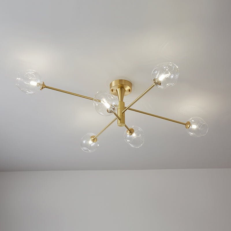 Pendantlightie-Mid-Century 6-Light Open Glass Globe Sputnik Semi Flush Ceiling Light-Semi Flush Mount--