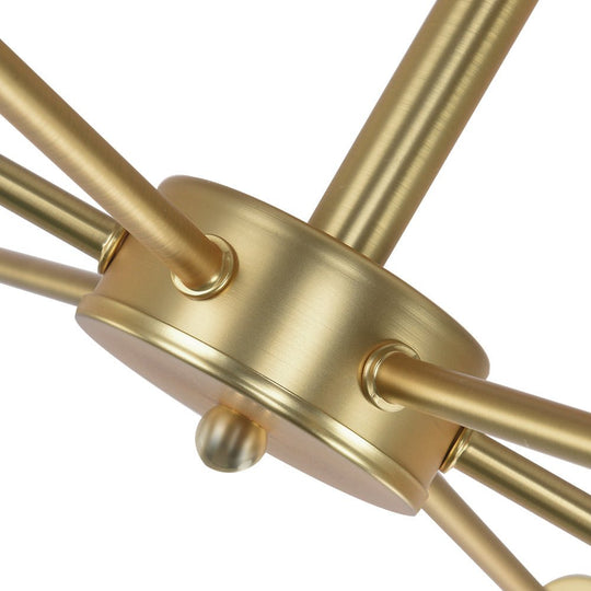 Pendantlightie-Mid-Century 6-Light Sputnik Semi Flush Ceiling Light For Living Room-Semi Flush Mount-Nickel-