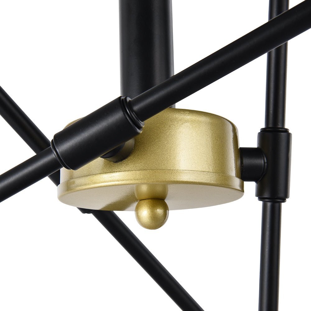 Pendantlightie-Mid-Century 6-Light Sputnik Semi Flush Mount-Semi Flush Mount-Black-