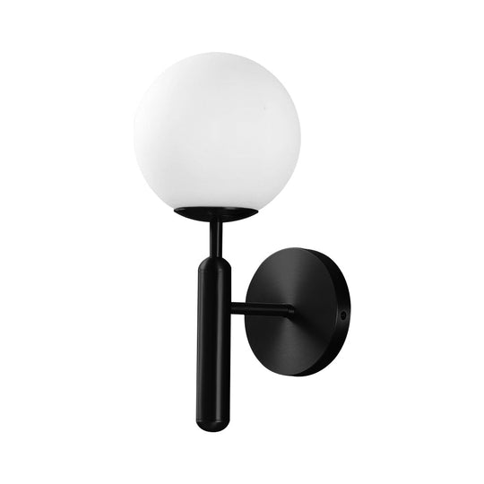 Pendantlightie-Mid-Century Modern 1-Light Glass Globe Wall Sconce-Wall Light-Black-