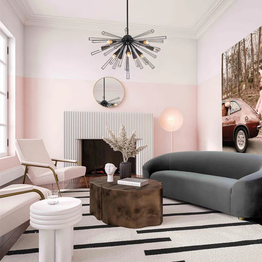 Pendantlightie-Mid-Century Modern 10-Light Sunburst Sputnik Chandelier-Chandeliers-Brass-