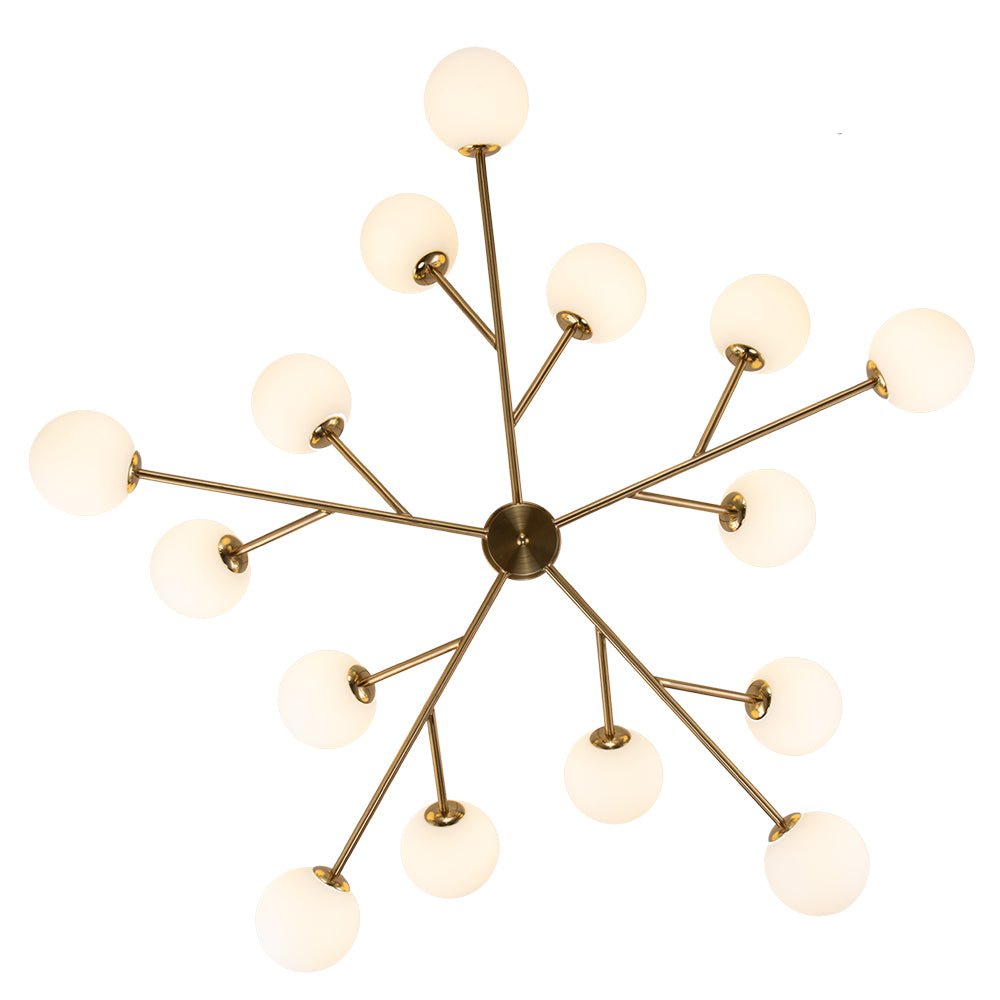 Pendantlightie-Mid-Century Modern 15-Light Globe Linear Kitchen Island Chandelier-Chandeliers-Black-