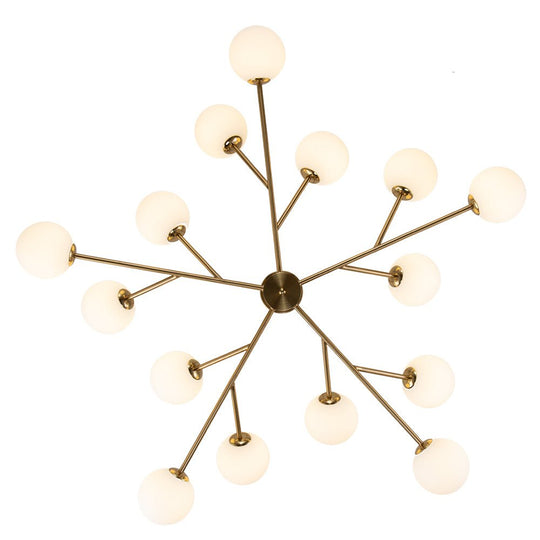 Pendantlightie-Mid-Century Modern 15-Light Globe Linear Kitchen Island Chandelier-Chandeliers-Black-