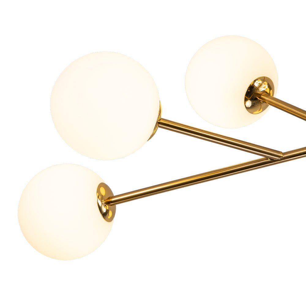 Pendantlightie-Mid-Century Modern 15-Light Globe Linear Kitchen Island Chandelier-Chandeliers-Black-