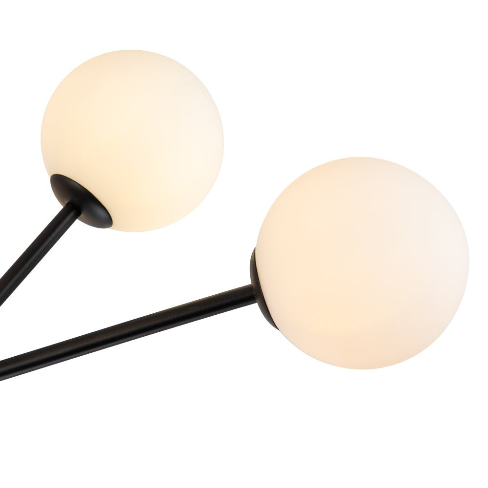 Pendantlightie-Mid-Century Modern 15-Light Globe Linear Kitchen Island Chandelier-Chandeliers-Black-