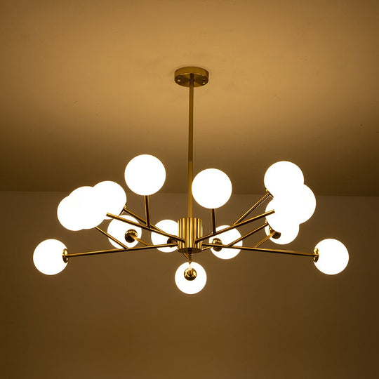 Pendantlightie-Mid-Century Modern 15-Light Globe Linear Kitchen Island Chandelier-Chandeliers-Black-