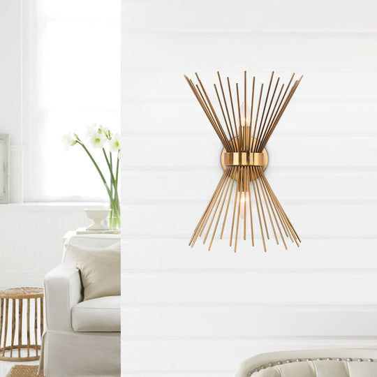 Pendantlightie-Mid-Century Modern 2-Light Starburst Wall Sconce-Wall Light-Gold-