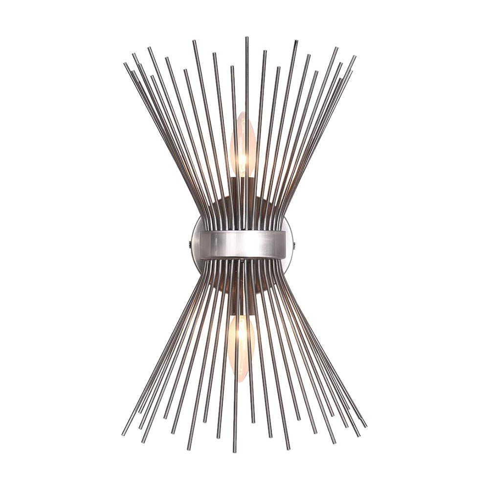 Pendantlightie-Mid-Century Modern 2-Light Starburst Wall Sconce-Wall Light-Nickel-
