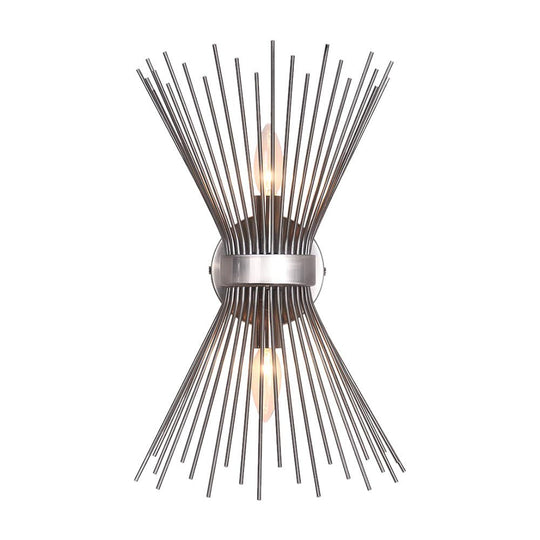 Pendantlightie-Mid-Century Modern 2-Light Starburst Wall Sconce-Wall Light-Nickel-