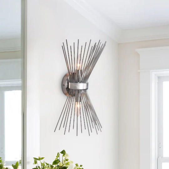 Pendantlightie-Mid-Century Modern 2-Light Starburst Wall Sconce-Wall Light-Nickel-