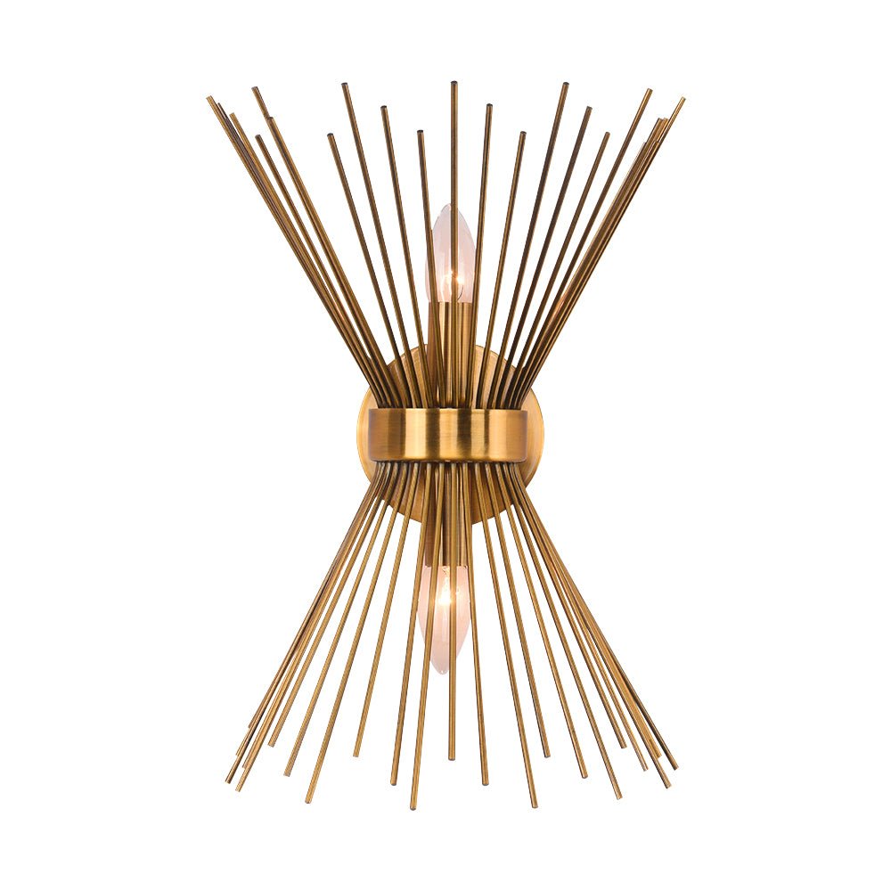 Pendantlightie-Mid-Century Modern 2-Light Starburst Wall Sconce-Wall Light-Nickel-