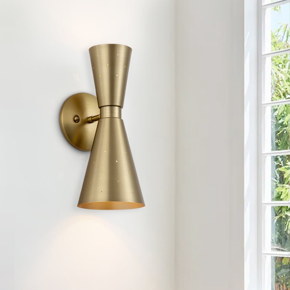 Pendantlightie-Mid-Century Modern 2-Light Starry Hourglass Wall Sconce-Wall Light-Aged Brass-