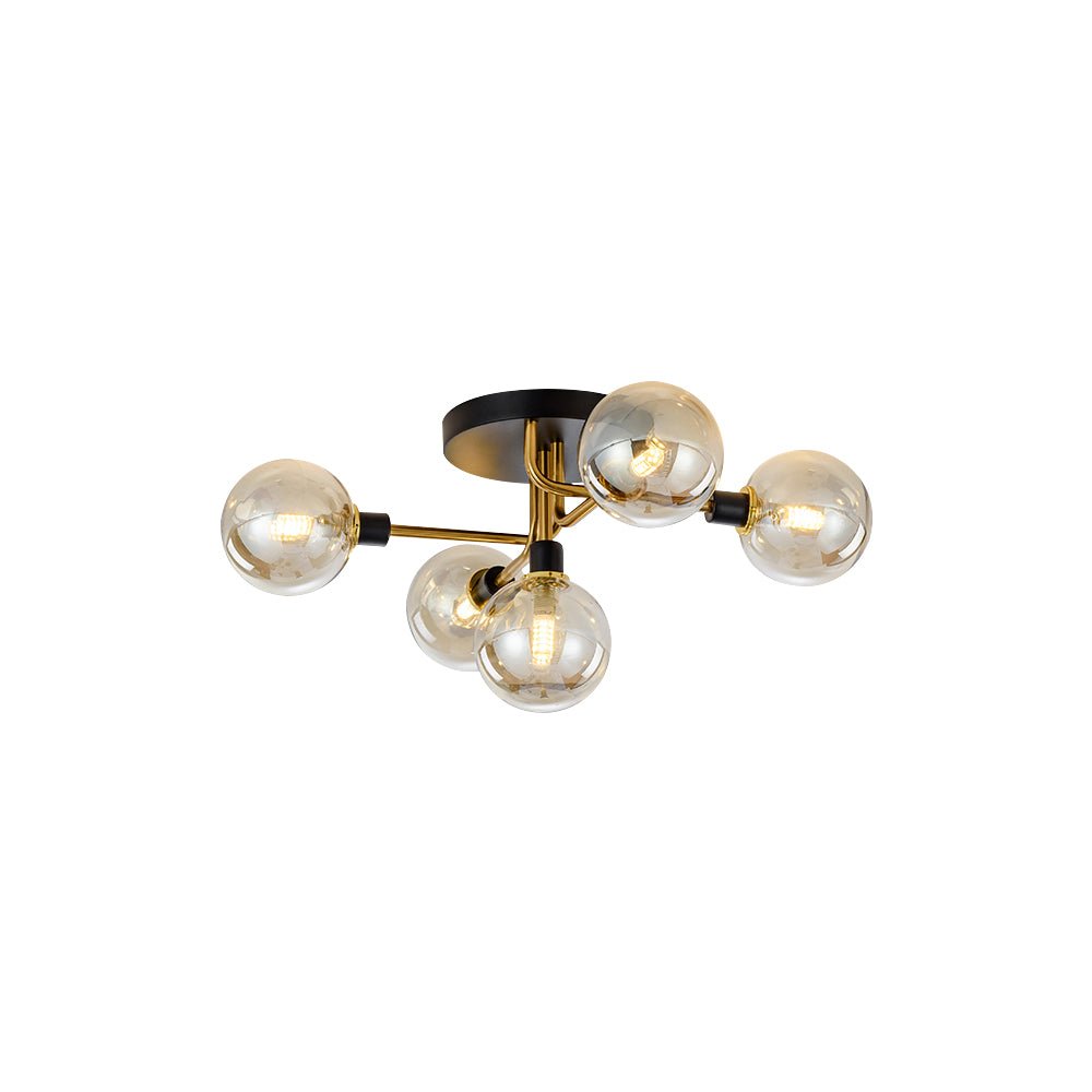 Pendantlightie-Mid-Century Modern 5-Light Globe Glass Semi Flush Mount-Semi Flush Mount--