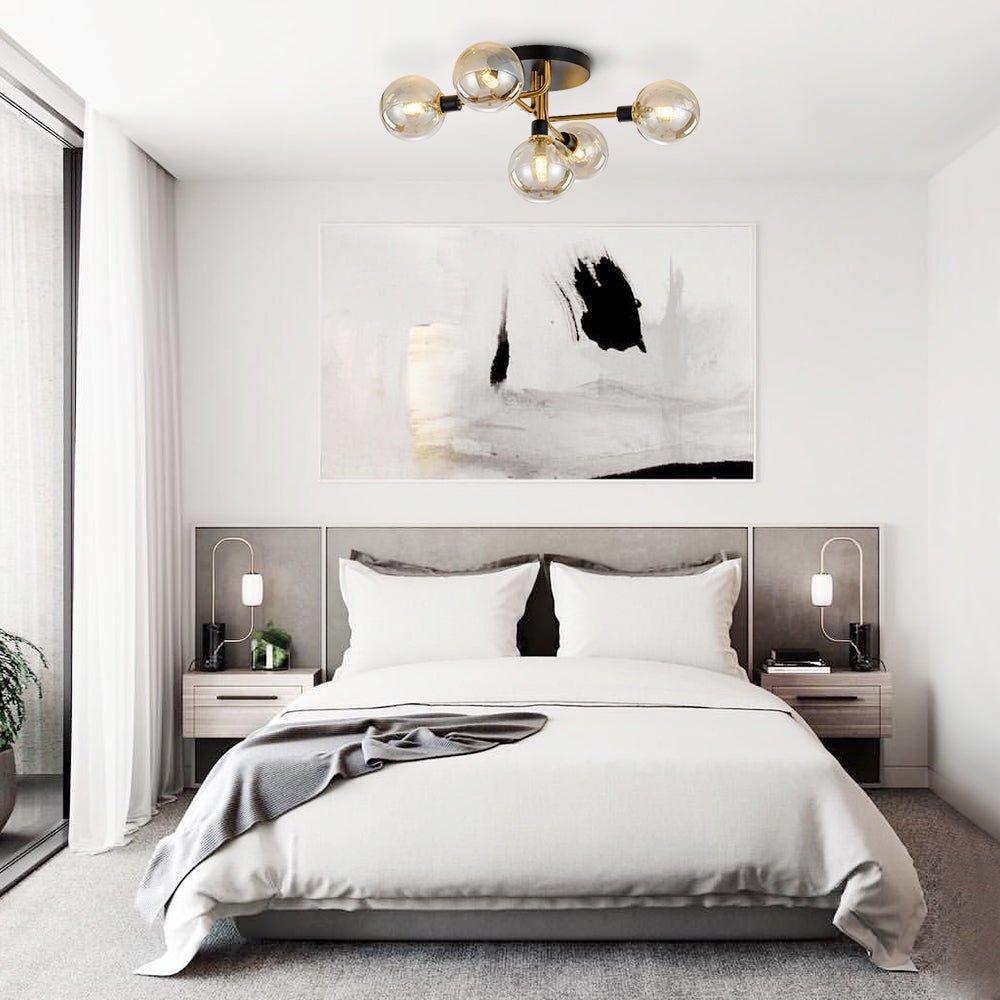 Pendantlightie-Mid-Century Modern 5-Light Globe Glass Semi Flush Mount-Semi Flush Mount--