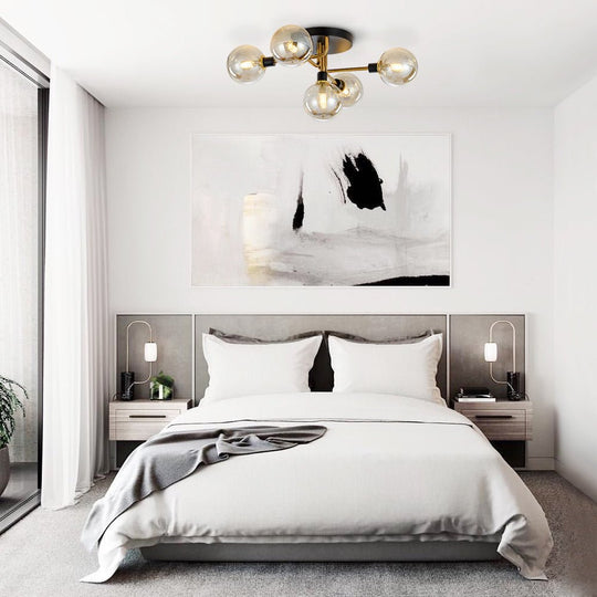 Pendantlightie-Mid-Century Modern 5-Light Globe Glass Semi Flush Mount-Semi Flush Mount--