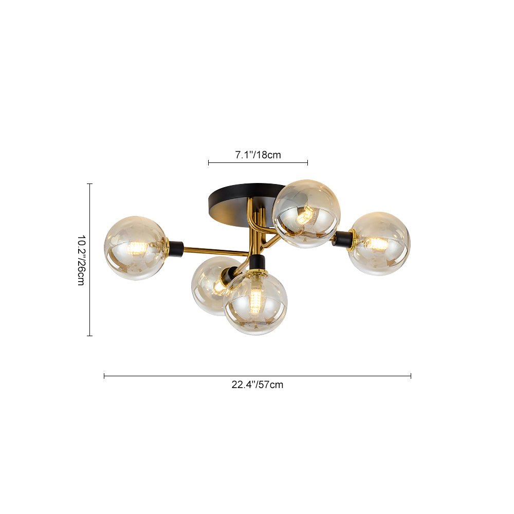 Pendantlightie-Mid-Century Modern 5-Light Globe Glass Semi Flush Mount-Semi Flush Mount--