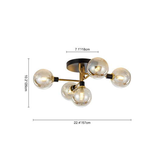 Pendantlightie-Mid-Century Modern 5-Light Globe Glass Semi Flush Mount-Semi Flush Mount--