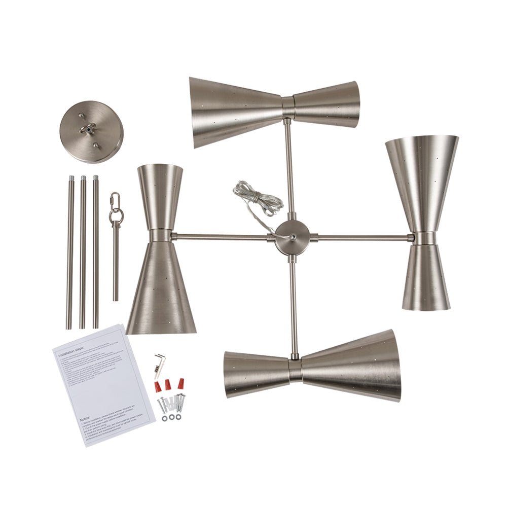 Pendantlightie-Mid-Century Modern 8-Light Hourglass Chandelier-Chandeliers--