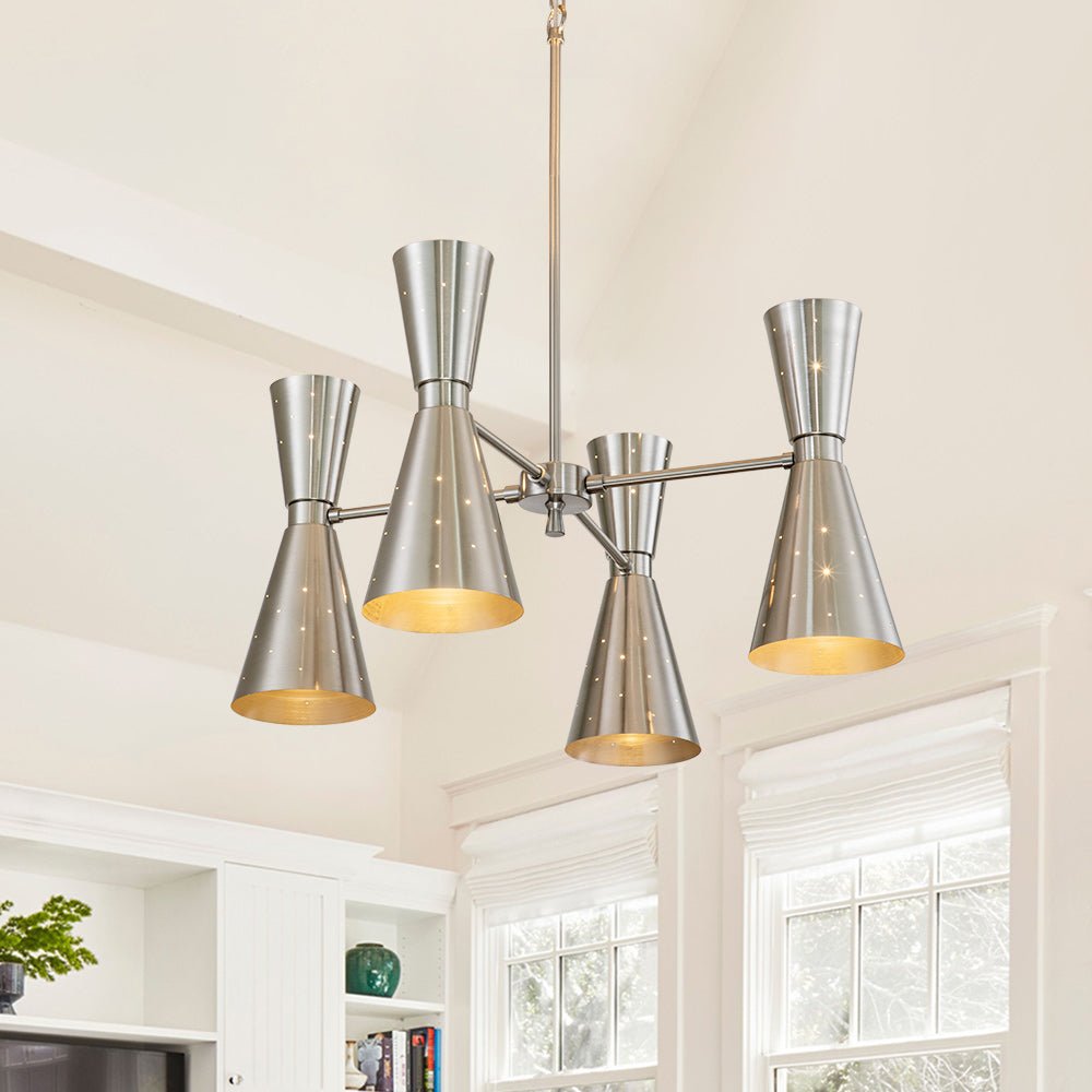 Pendantlightie-Mid-Century Modern 8-Light Hourglass Chandelier-Chandeliers--