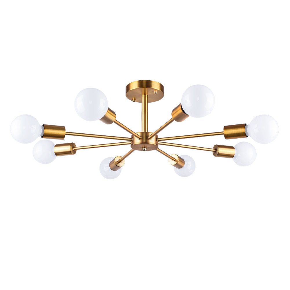 Pendantlightie-Mid-Century Modern 8-Light Sputnik Semi Flush Ceiling Light-Semi Flush Mount-Chrome-