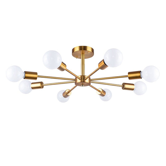 Pendantlightie-Mid-Century Modern 8-Light Sputnik Semi Flush Ceiling Light-Semi Flush Mount-Chrome-