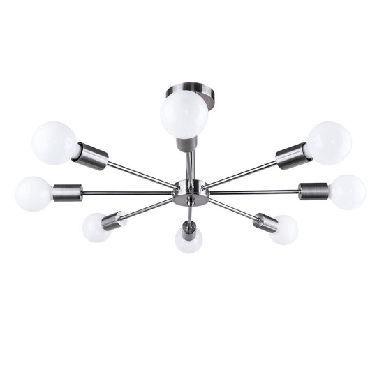 Pendantlightie-Mid-Century Modern 8-Light Sputnik Semi Flush Ceiling Light-Semi Flush Mount-Chrome-