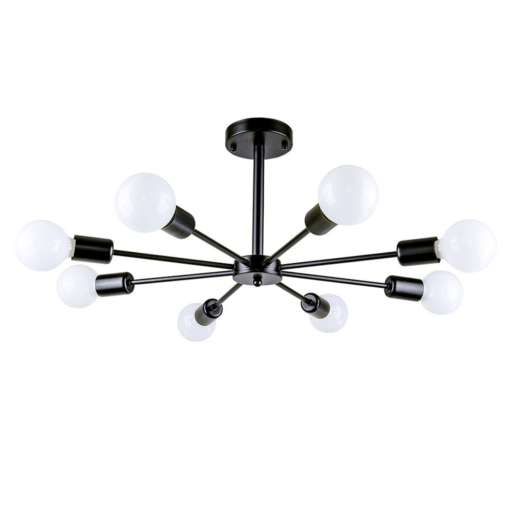 Pendantlightie-Mid-Century Modern 8-Light Sputnik Semi Flush Ceiling Light-Semi Flush Mount-Chrome-