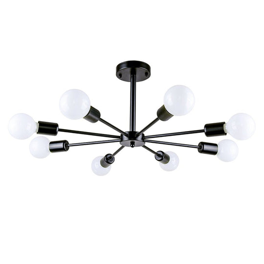 Pendantlightie-Mid-Century Modern 8-Light Sputnik Semi Flush Ceiling Light-Semi Flush Mount-Chrome-