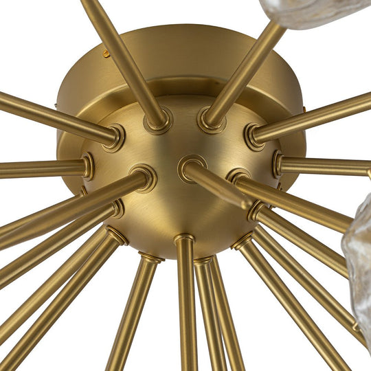 Pendantlightie-Mid-Century Modern 9-Light Ice Sputnik Semi Flush Ceiling Light-Semi Flush Mount-Brass-