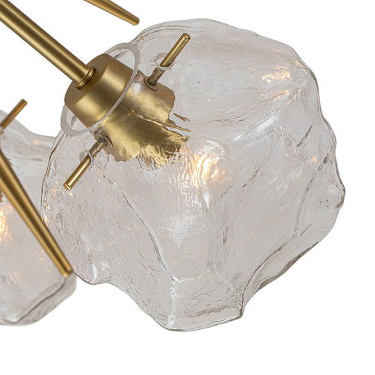 Pendantlightie-Mid-Century Modern 9-Light Ice Sputnik Semi Flush Ceiling Light-Semi Flush Mount-Brass-