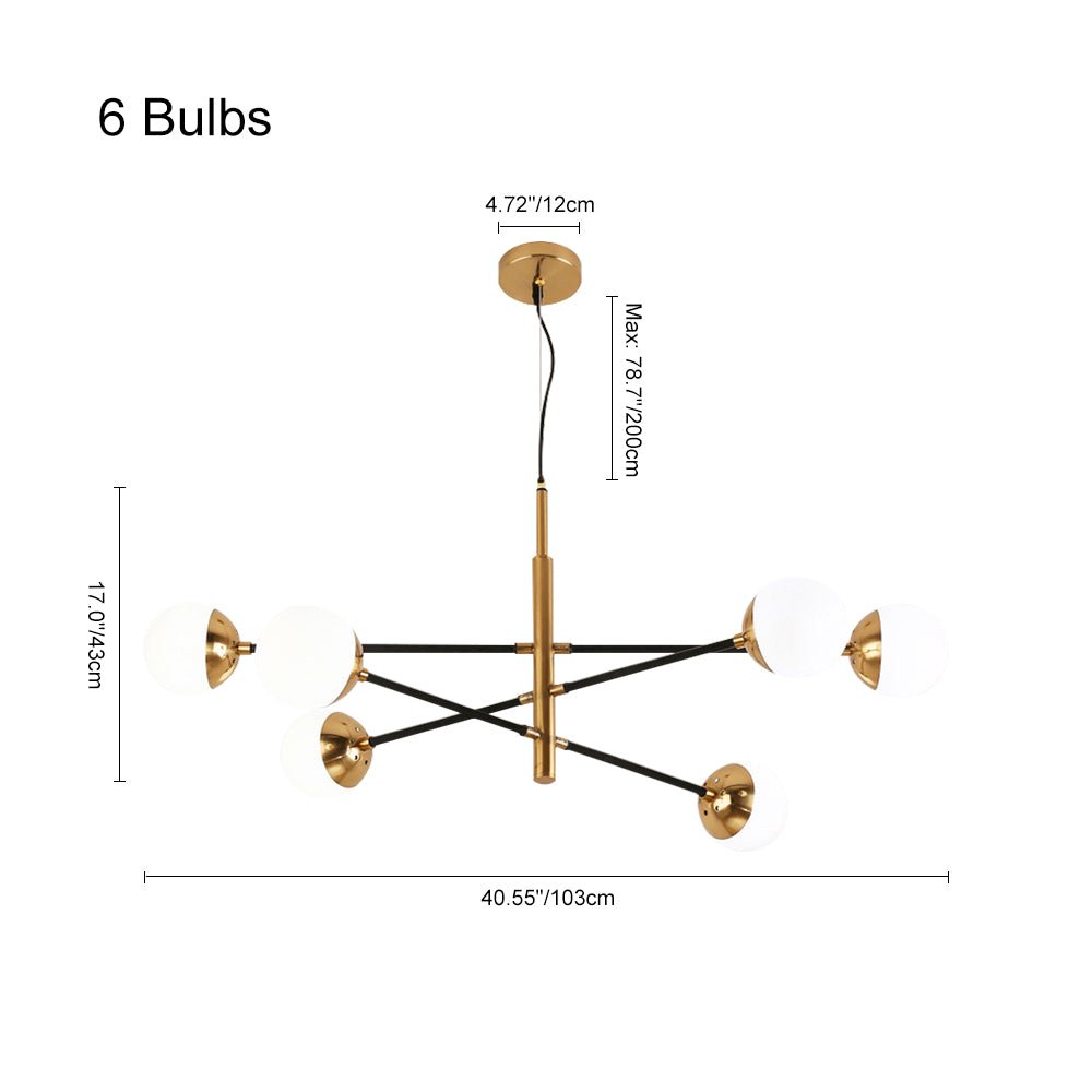 Pendantlightie-Mid-Century Modern Brass Globe Sputnik Chandelier-Chandeliers-6Lt-