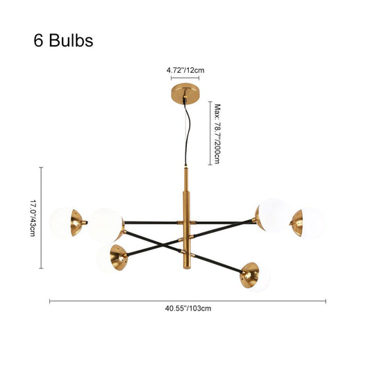 Pendantlightie-Mid-Century Modern Brass Globe Sputnik Chandelier-Chandeliers-6Lt-