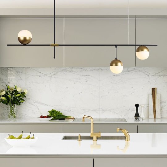 Pendantlightie-Mid-Century Modern Glass Globe Linear Chandelier-Chandeliers--