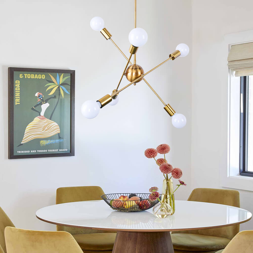 Pendantlightie-Mid-Century Modern Metal Sputnik Chandelier-Chandeliers-Brass-6Lt