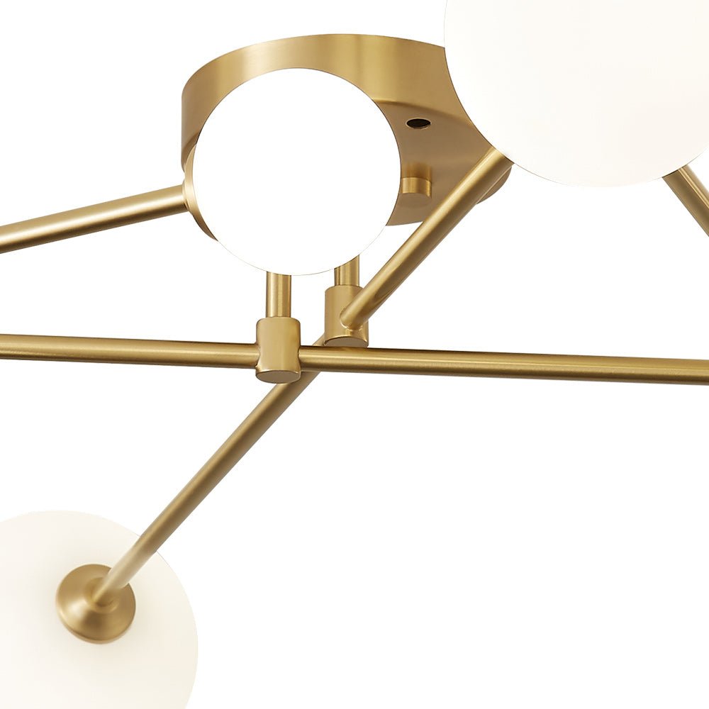 Pendantlightie-Mid-Century Sputnik 6-Light Glass Globe Linear Semi Flush Mount-Semi Flush Mount--