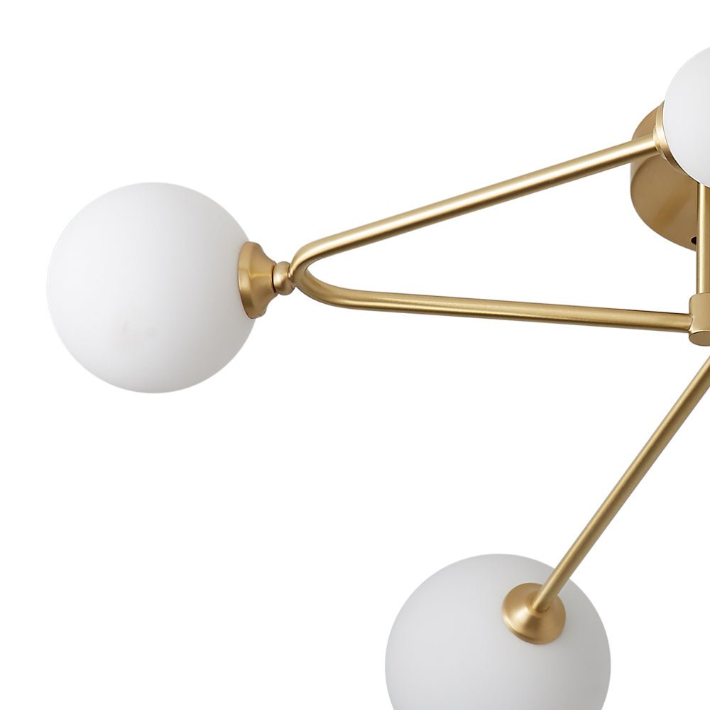 Pendantlightie-Mid-Century Sputnik 6-Light Glass Globe Linear Semi Flush Mount-Semi Flush Mount--