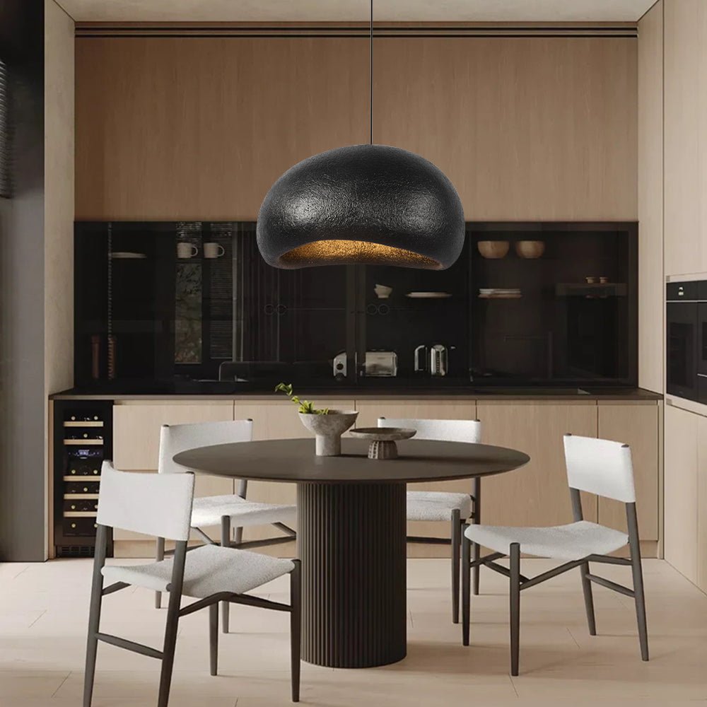 Pendantlightie-Minimalist 1-Light Oval Wabi Sabi Handmade Pendant Light-Pendants-Black-15.7 in (40 cm)