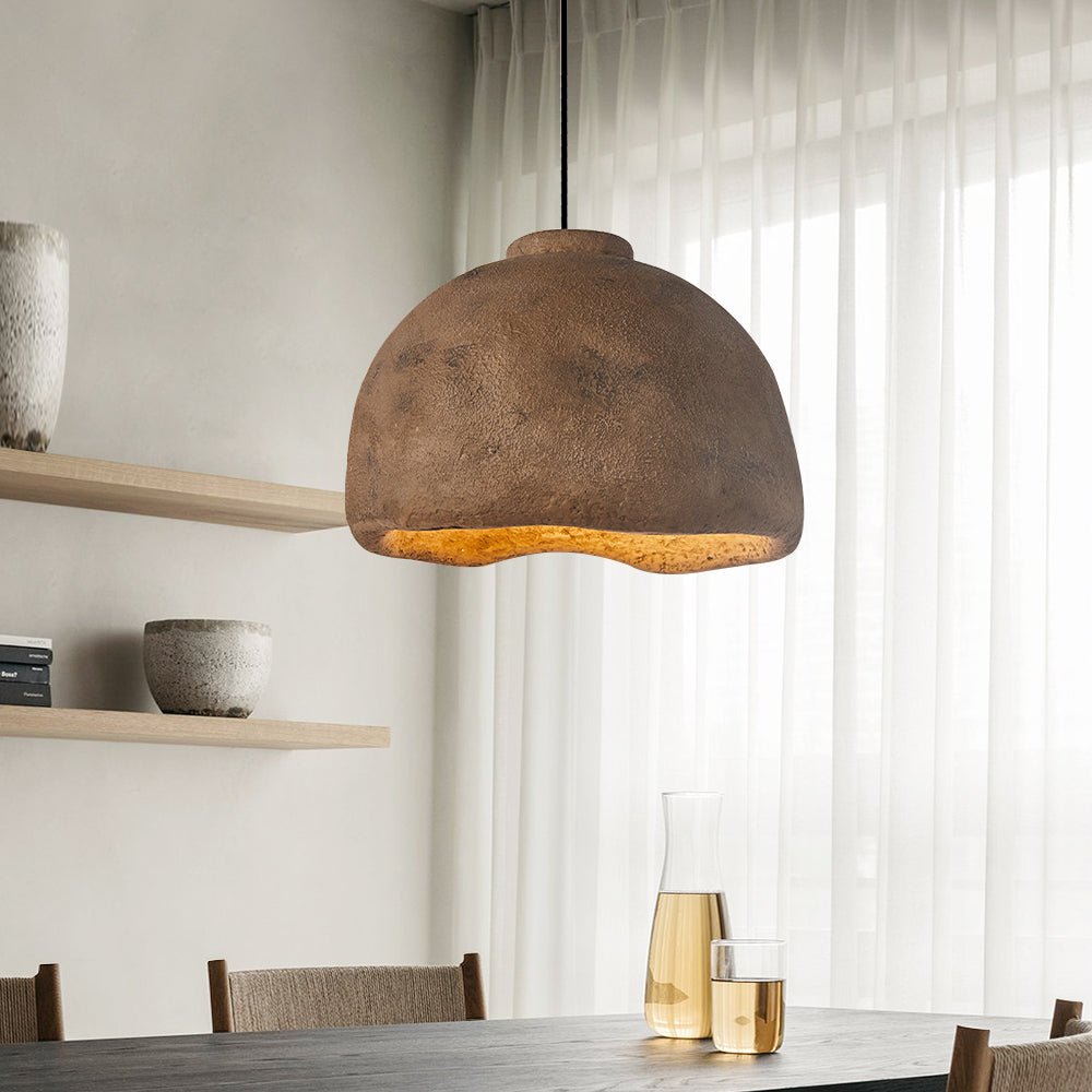 Pendantlightie-Minimalist 1-Light Wabi Sabi Dome Pendant For Dining Table-Pendants-Brown-Small