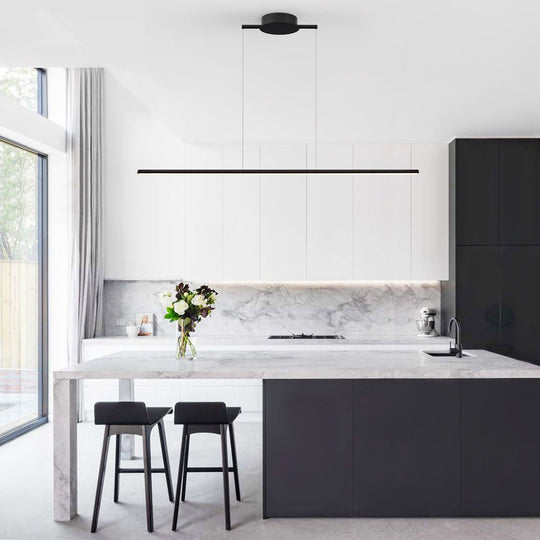 Pendantlightie-Minimalist Dimmable Led Linear Island Pendant Light For Dining Table-Pendants-Black-