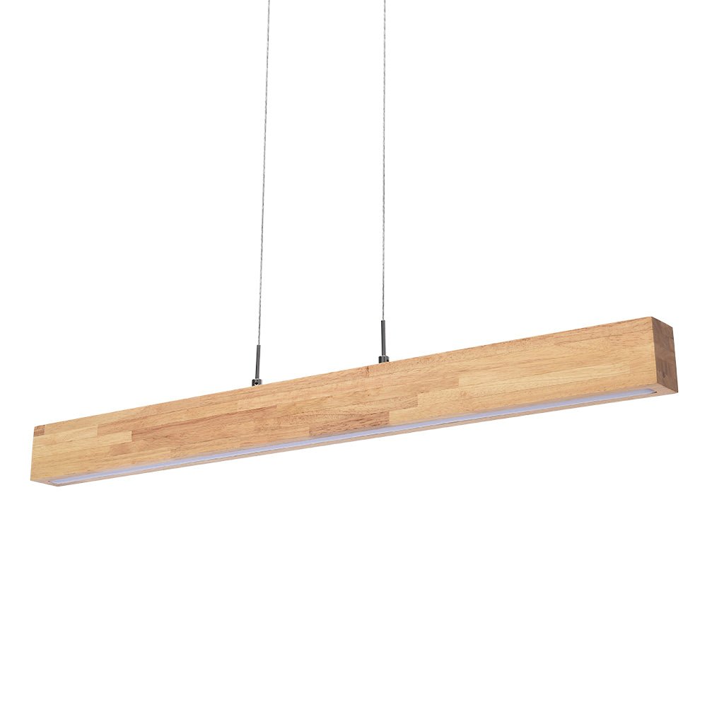 Pendantlightie-Minimalist Dimmable Linear Led Pendant With Wood Accent-Pendants--