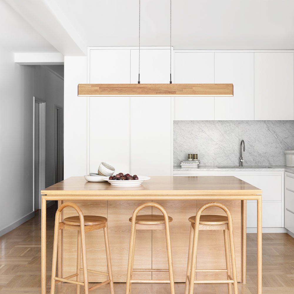 Pendantlightie-Minimalist Dimmable Linear Led Pendant With Wood Accent-Pendants--